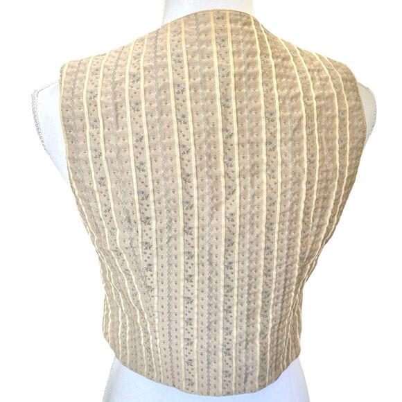 Lizsport Vintage Tan Floral Brocade Vest Size 2P - Picture 4 of 5